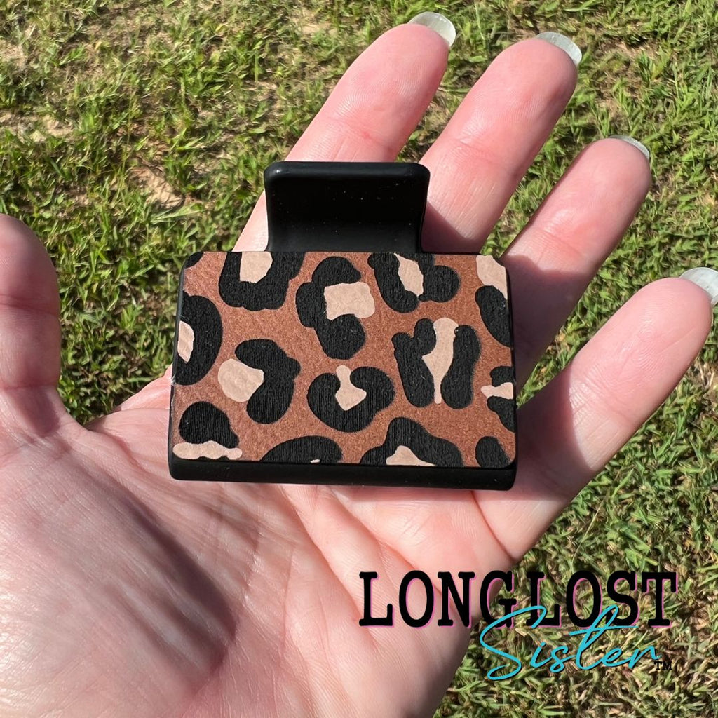 Leopard Hand Painted Small Hair Claw Clip long lost sister boutique