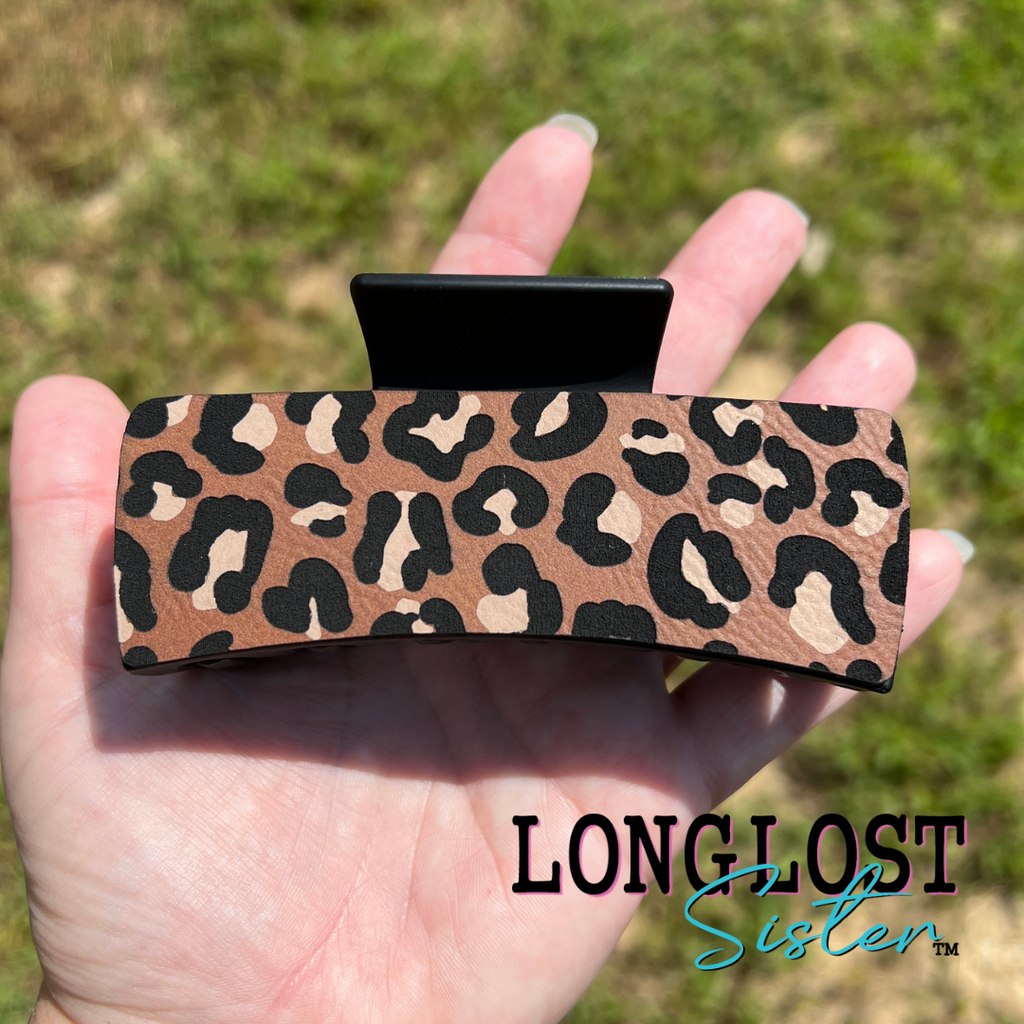 Leopard Hand Painted Hair Claw Clip long lost sister boutique