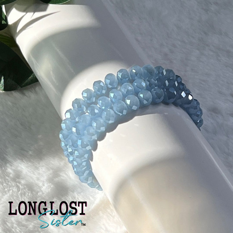 Denim Blue Glass Bead Stretch Bracelet long lost sister boutique