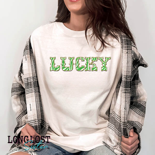 Lucky Zebra Print Short Sleeve T-shirt