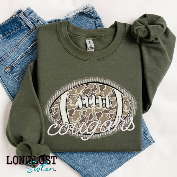 Preppy Camo Football with Mascot Sweatshirt | Long Lost Sister Boutique