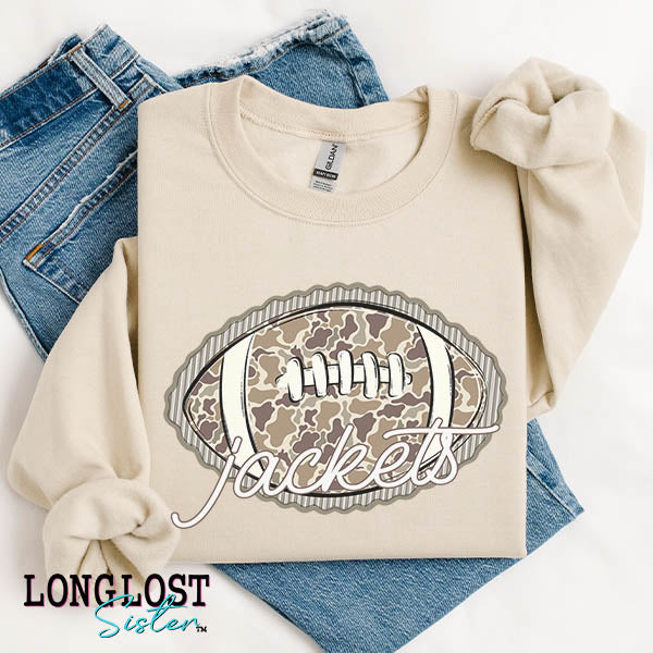 Preppy Camo Football with Mascot Sweatshirt | Long Lost Sister Boutique
