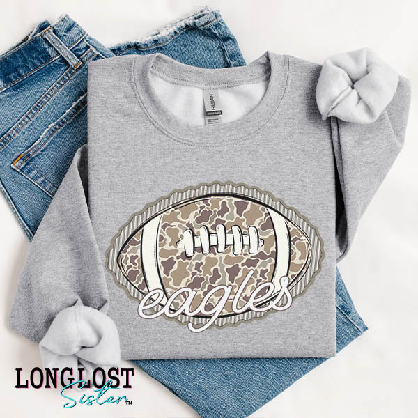 Preppy Camo Football with Mascot Sweatshirt | Long Lost Sister Boutique