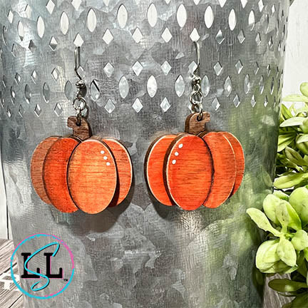 Pumpkin Hand Painted Wood Dangle Earrings