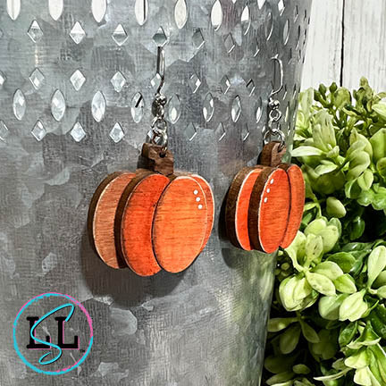Pumpkin Hand Painted Wood Dangle Earrings