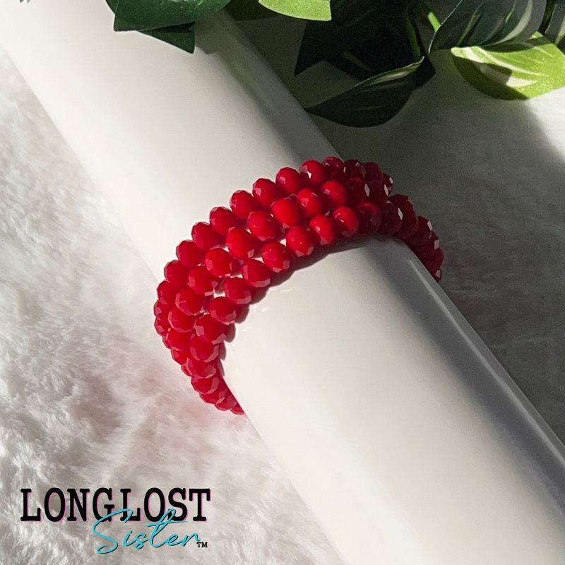 Red Glass Bead Stretch Bracelet long lost sister boutique