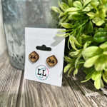Reindeer Engraved Wood Stud Earrings