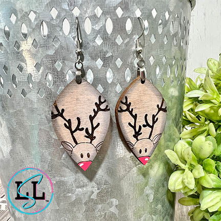 Rudolph Hand Painted Wood Dangle Earrings