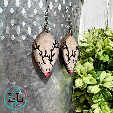 Rudolph Hand Painted Wood Dangle Earrings