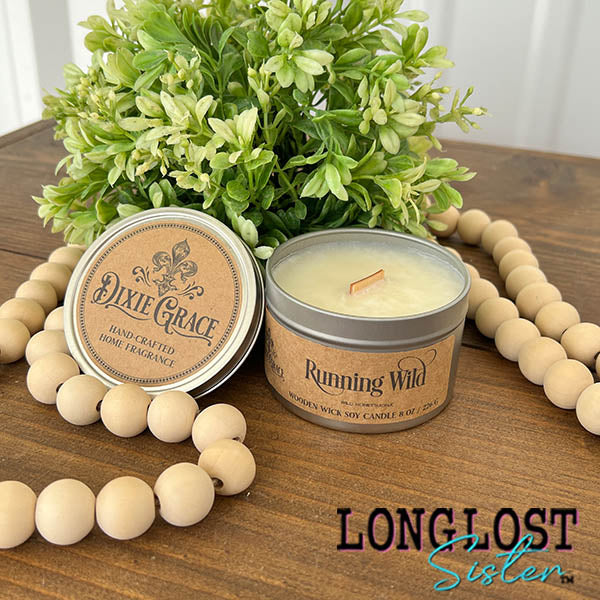 running wild wooden wick candle wild honeysuckle scent long lost sister boutique