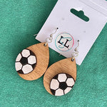 Soccer Hand Painted Wood Dangle Earrings