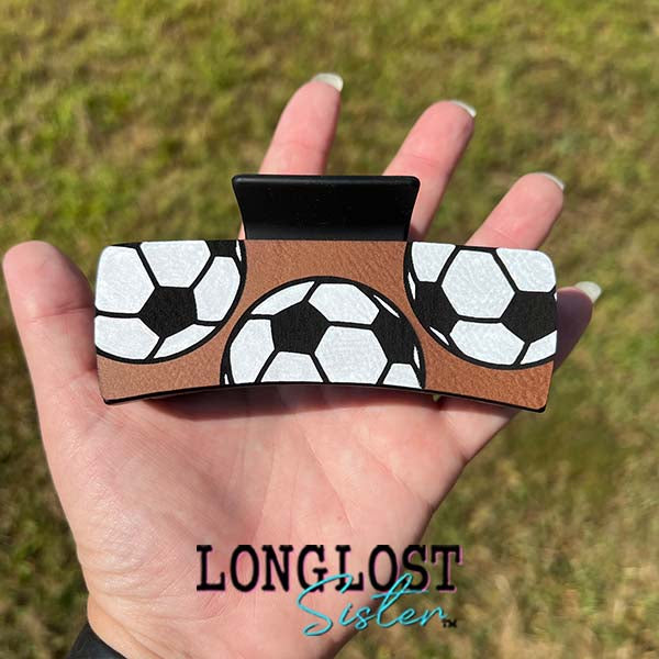 Soccer Hand Painted Large Hair Claw Clip long lost sister boutique