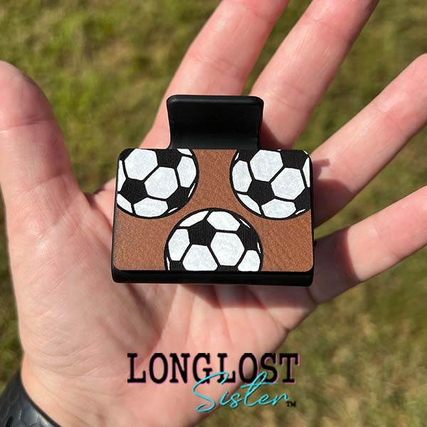 Soccer Hand Painted Small Hair Claw Clip long lost sister boutique