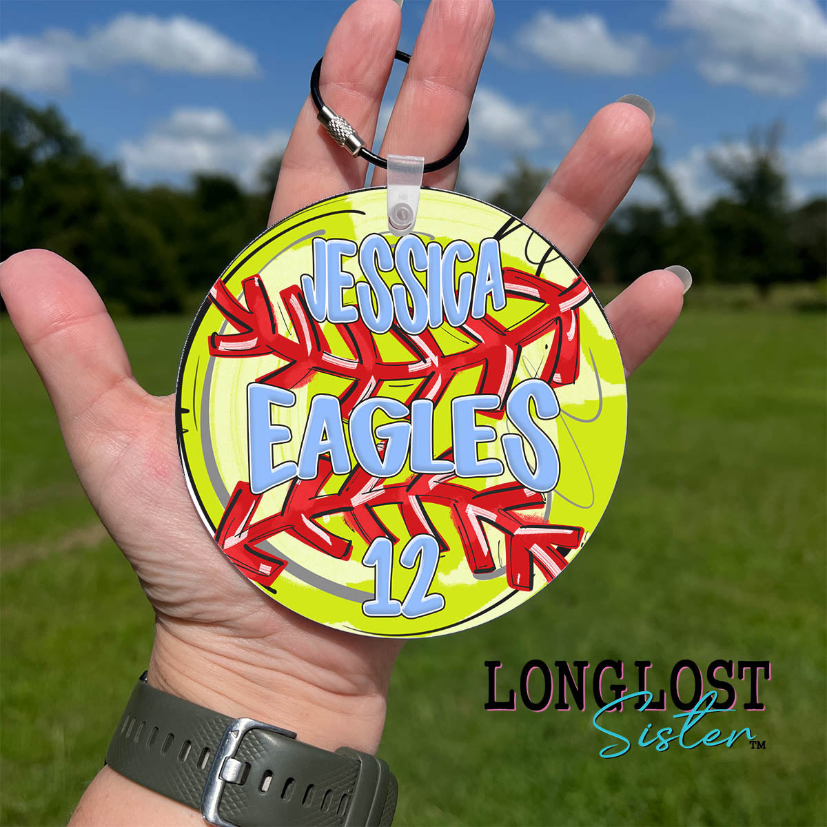 Personalized Softball Sporty Keychain Bag Tag | Long Lost Sister Boutique