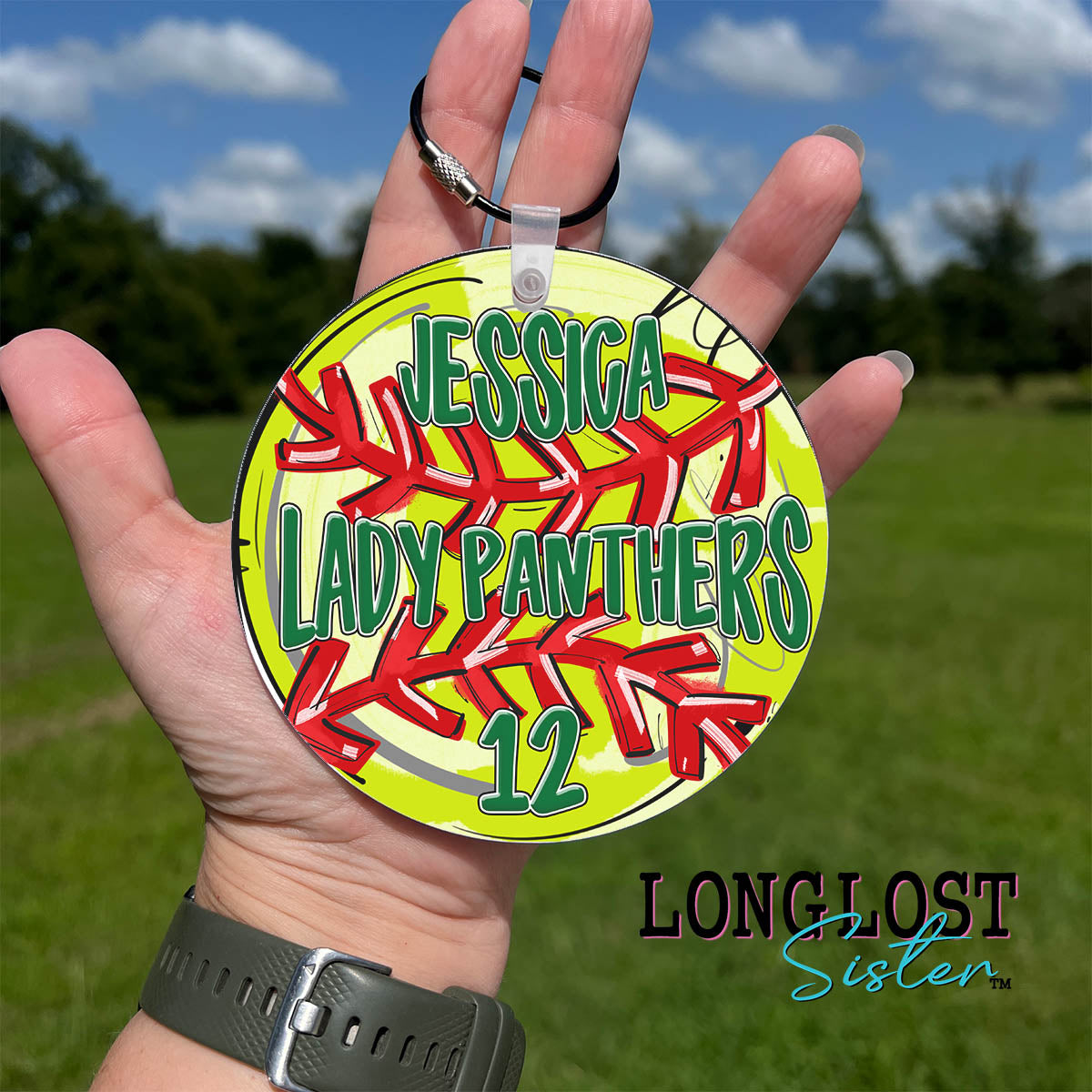 Personalized Softball Sporty Keychain Bag Tag | Long Lost Sister Boutique