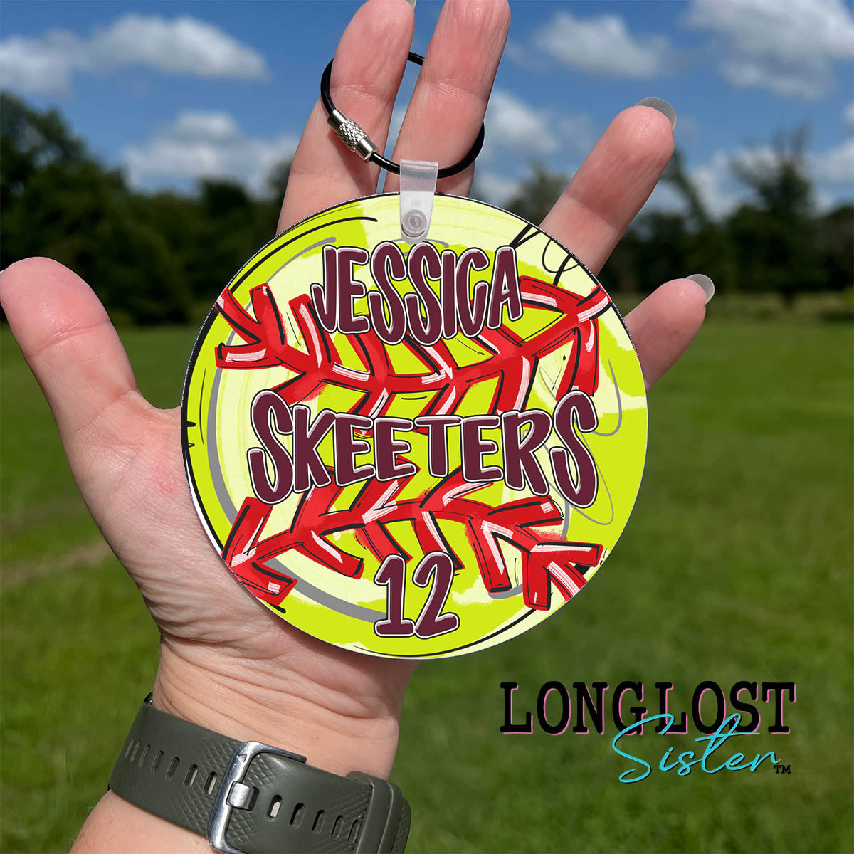 Personalized Softball Sporty Keychain Bag Tag | Long Lost Sister Boutique