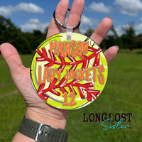 Personalized Softball Sporty Keychain Bag Tag | Long Lost Sister Boutique