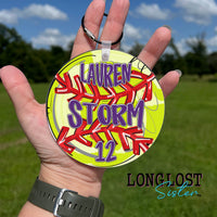 Personalized Softball Sporty Keychain Bag Tag | Long Lost Sister Boutique