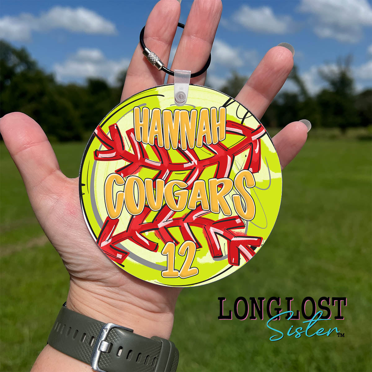 Personalized Softball Sporty Keychain Bag Tag | Long Lost Sister Boutique