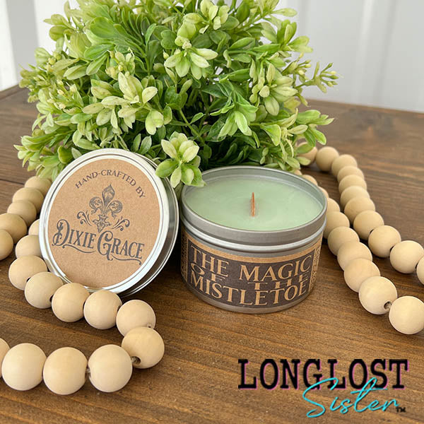 the magic of mistletoe wooden wick candle mistletoe musk ozone lavandin scent long lost sister boutique