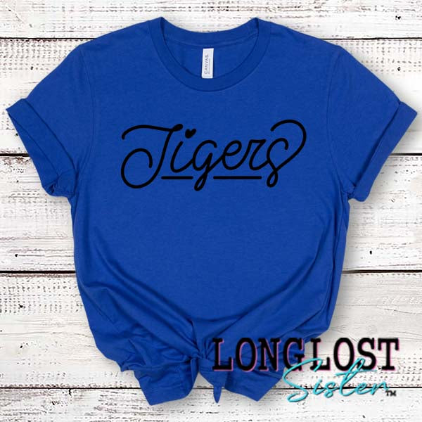 Tigers Hand Lettered Print T-shirt Blue