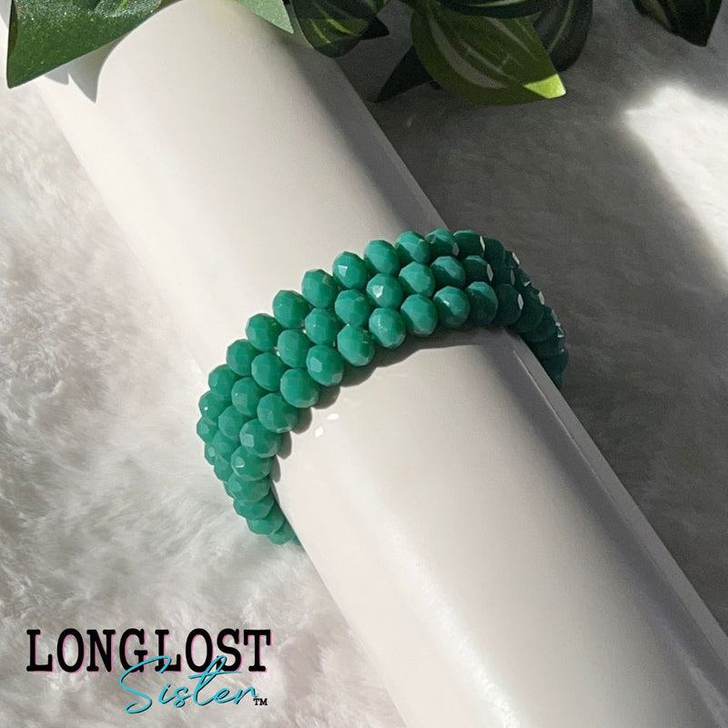 Teal Glass Bead Stretch Bracelet long lost sister boutique