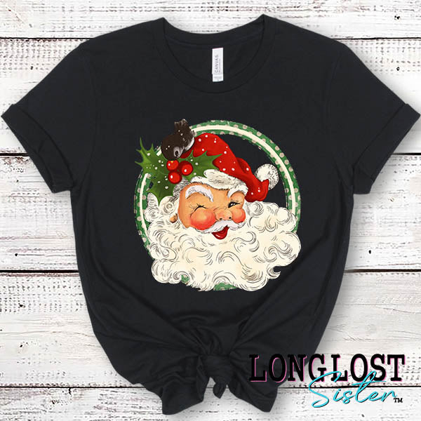Vintage Santa with Holly Short Sleeve T-shirt
