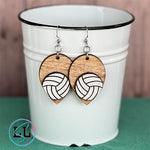Volleyball Hand Painted Wood Dangle Earrings